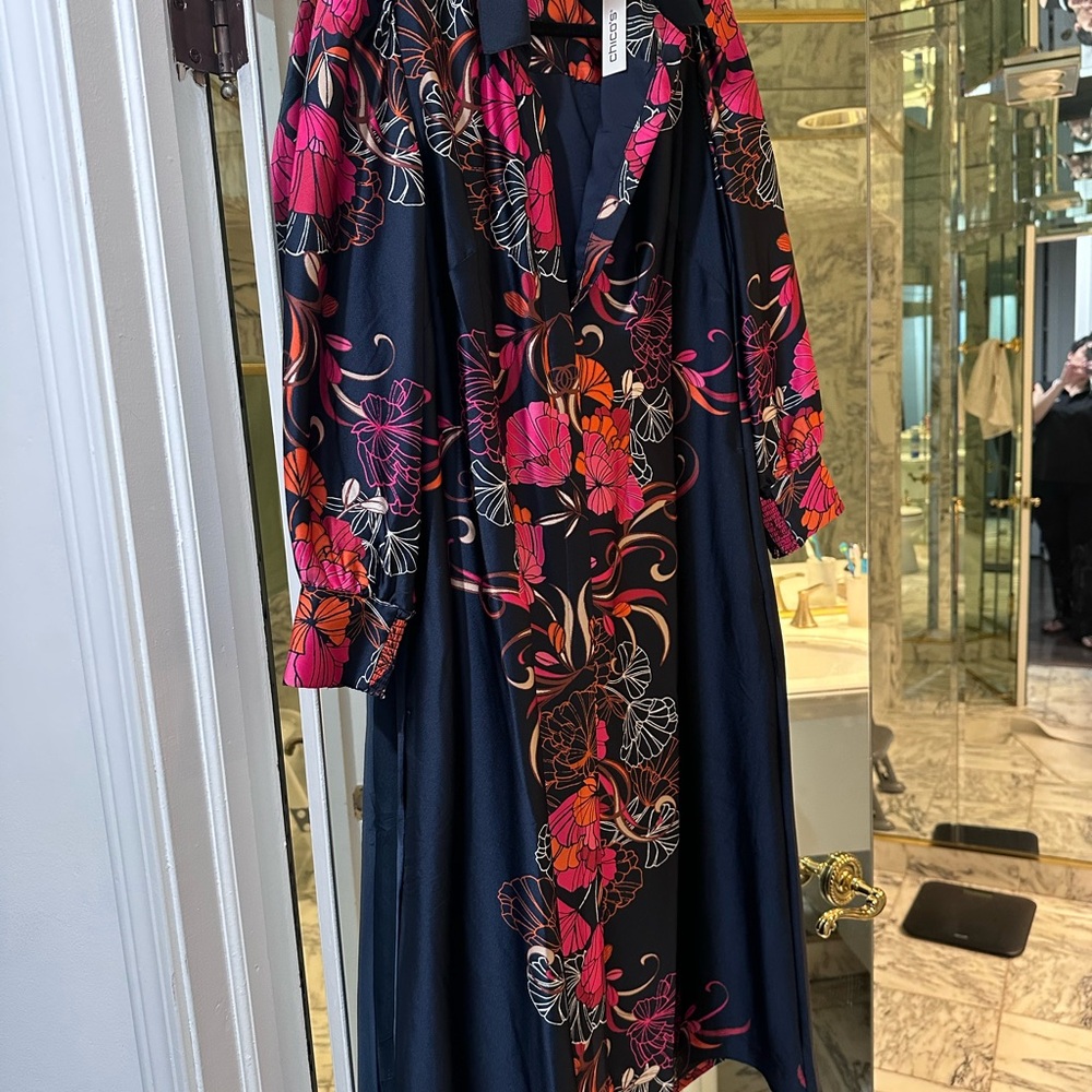 Chico's Navy and Pink Floral Dress